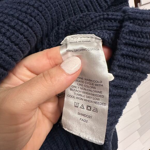 Quince 100% Organic Cotton Fisherman Crew Sweater Sz XL Navy Luxury Capsule Soft - Picture 4 of 5